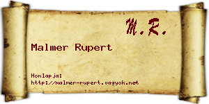 Malmer Rupert névjegykártya